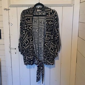 Freeway medium Aztec print cardigan with tie waist